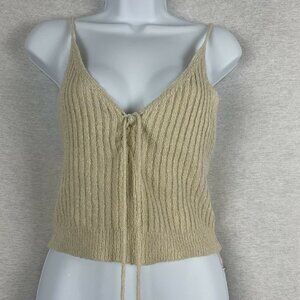 3/$15 TIMING Knit Cropped Sleeveless Tank Lace Up Neck